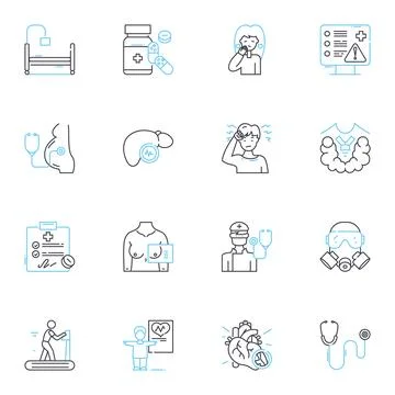 Immune system support linear icons set. Antioxidants, Vitamins, Probiotics Illustrazione stock