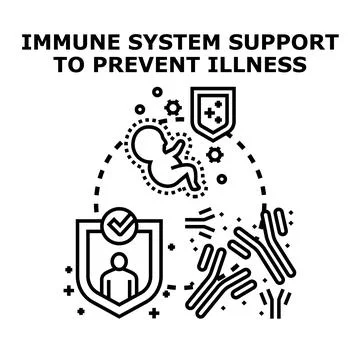Immune system supporting protection preventing illness vector concept Stock Illustration