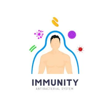 Immune system vector icon logo. Health bacteria virus protection. Medical Stock Illustration
