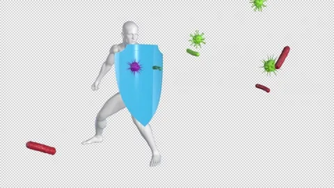 Immunity Man defending himself with a shield with transparent (alpha) backg.. Stock Footage 252033027
