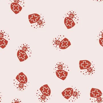 Immunity shield immunization glyph seamless pattern 스톡 일러스트