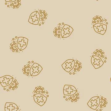 Immunity shield immunization line seamless pattern 스톡 일러스트