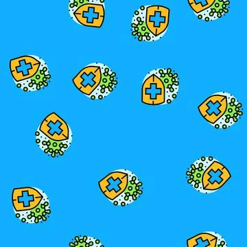 Immunity shield immunization vector seamless pattern 스톡 일러스트