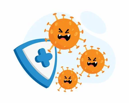 Immunity shield protecting from viruses helping fight against illnesses Stock Illustration