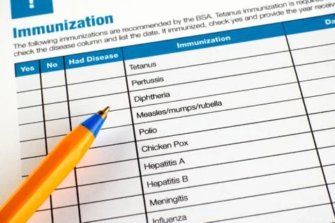 Immunization application form Stock Photos