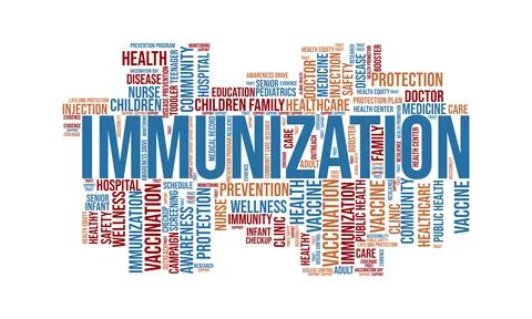 Immunization awareness month Word cloud. Illustrazione stock