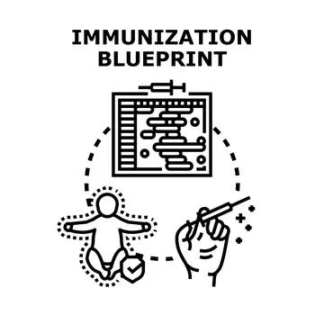 Immunization blueprint showing vaccination schedule and child protection Stock Illustration