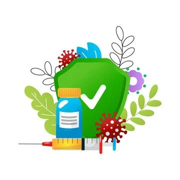 Immunization Campaign Concept. Flat Cartoon Vector Illustration Stock Illustration