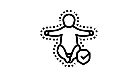 Immunization child care nurse line icon animation Stock Footage 326124243