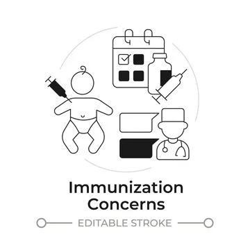 Immunization concerns modern flat line concept icon Stock Illustration