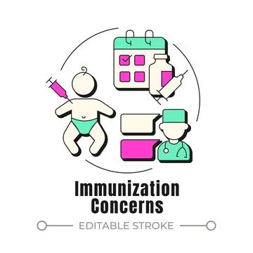 Immunization concerns neubrutalism concept icon Stock Illustration