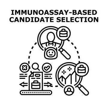 Immunoassay based candidate selection process vector concept Stock Illustration