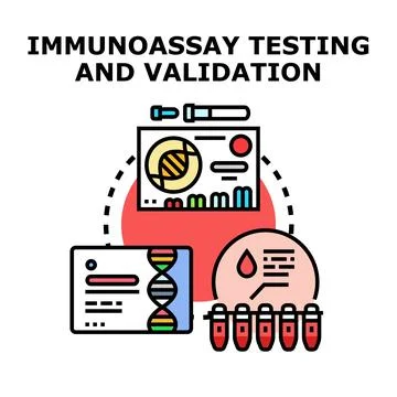 Immunoassay testing and validation process in laboratory Illustrazione stock