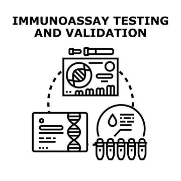Immunoassay testing and validation process in laboratory Stockillustratie