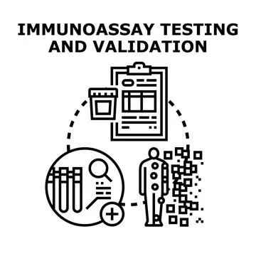 Immunoassay testing validation concept for medical diagnostics Stock Illustration
