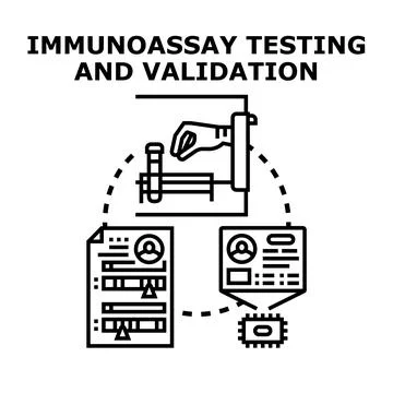 Immunoassay testing validation process with medical data analysis Stockillustratie