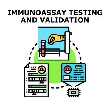 Immunoassay testing validation process with medical data analysis Stock Illustration