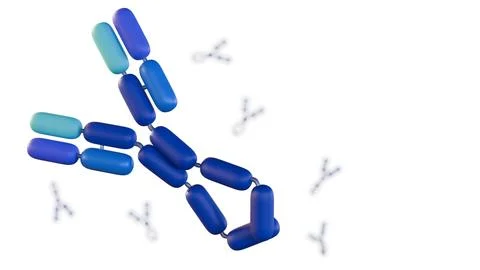Immunoglobulin E or IgE exists as a single Y-shaped molecule. Stock Illustration