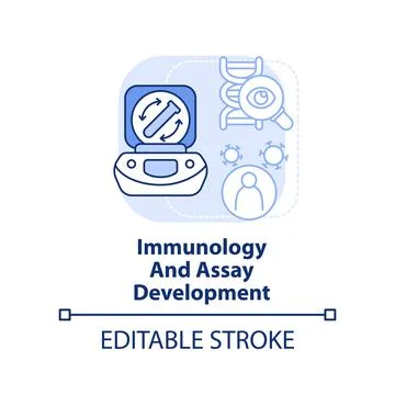 Immunology and assay development light blue concept icon Stock Illustration