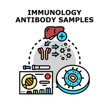 Immunology research analyzing antibody samples for immunity Stock Illustration
