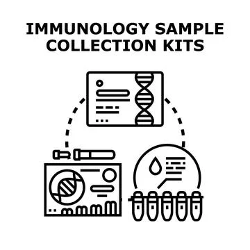 Immunology sample collection kits for genetic and diagnostic testing Stock Illustration
