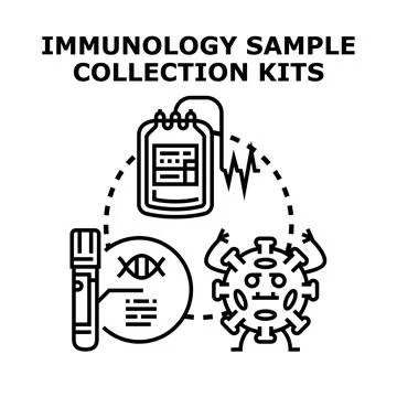 Immunology sample collection kits vector concept illustrating health testing Stock Illustration