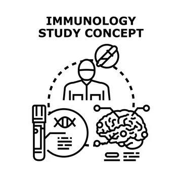 Immunology study concept presenting medical research themes Stock Illustration