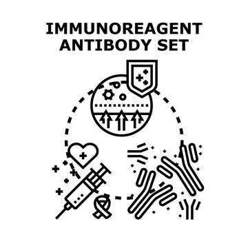 Immunoreagent antibody set developing immunity concept Stock Illustration