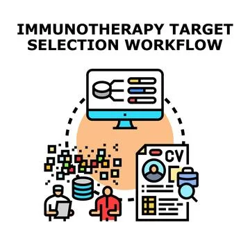 Immunotherapy target selection workflow research concept イラスト素材