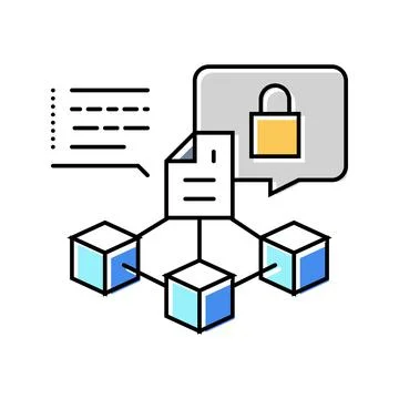 Immutable record decentralized application color icon vector illustration Stock Illustration