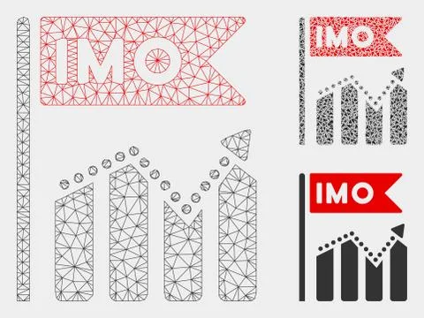IMO Chart Trend Vector Mesh Wire Frame Model and Triangle Mosaic Icon Stock Illustration