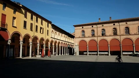 Imola square with bicycles Stock Footage 77312196