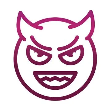 Imp funny smiley emoticon face expression gradient style icon Stock Illustration