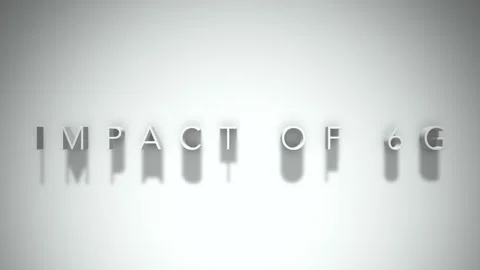 Impact of 6g 3D title animation white text on a white background Stock Footage 299427399