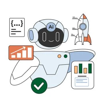 Impact of Artificial intelligence on business. AI-powered exchange rates, Stockillustratie
