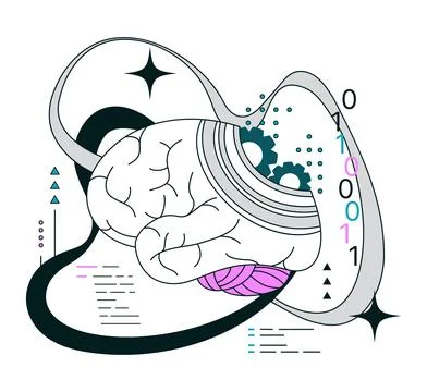 Impact of Artificial intelligence on business. AI-powered production Stock Illustration