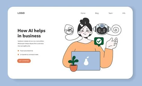 Impact of Artificial intelligence on business web banner or landing Stockillustratie