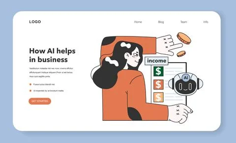 Impact of Artificial intelligence on business web banner or landing Stockillustratie