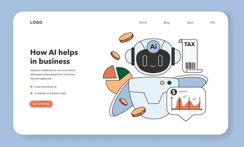 Impact of Artificial intelligence on business web banner or landing Stockillustratie