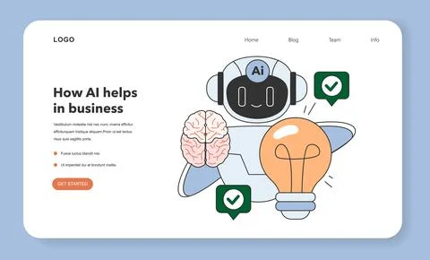 Impact of Artificial intelligence on business web banner or landing page. 库存插图