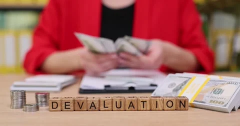 Impact of devaluation on personal finance in a busy office environment at midday Stock Footage 319755018