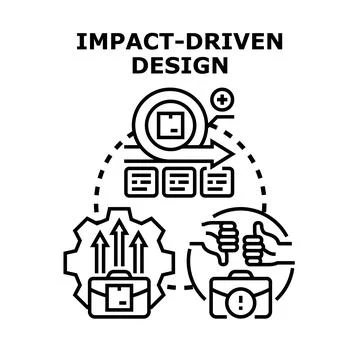 Impact driven design concept developing successful solutions Stock Illustration