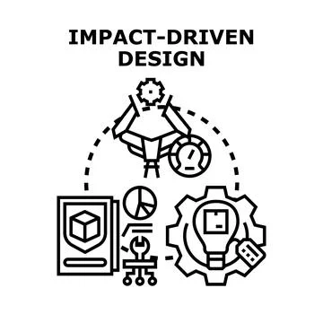 Impact driven design concept visualizing development process Illustrazione stock