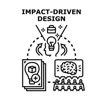Impact driven design process generating innovative solutions 库存插图