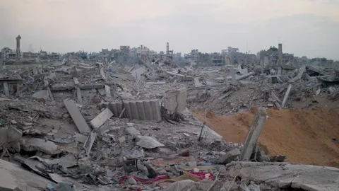 The Impact of the Hamas and IDF War, building destroyed Stock Footage 322891132