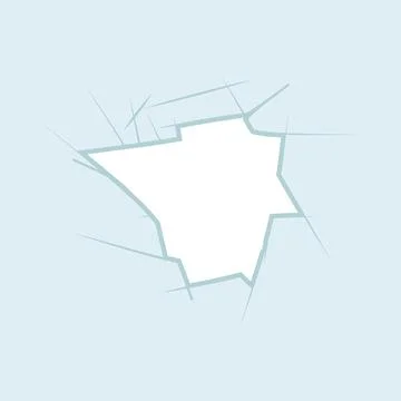 Impact hole vector with shattered glass effect and detailed fracture lines. M Stock Illustration