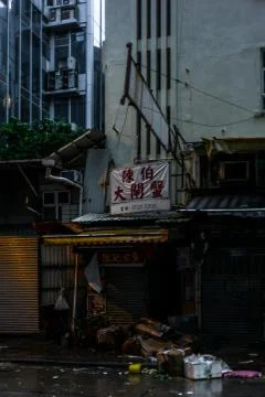 The impact od the devastating power of typhoon Mangkhut on Hong Kong Stock Photos