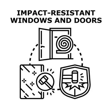 Impact resistant windows and doors security concept Stock Illustration