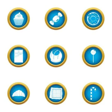 Impact of sugar icons set, flat style Stock Illustration