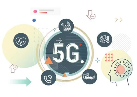 Impact of Telecom 5G in Technology Development - Concept Illustration Stock Illustration